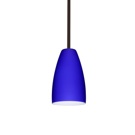 Besa Lighting Riva 9 Cord Pendant, Cobalt Blue Matte, Bronze Finish, 1x9W LED 1TT-1511CM-LED-BR